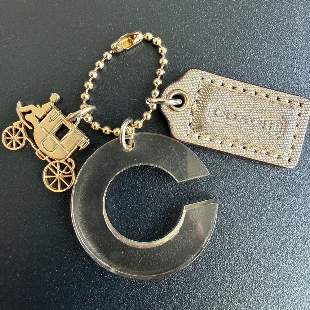 Coach Gold Smokey Beige Keychain Bag Charm